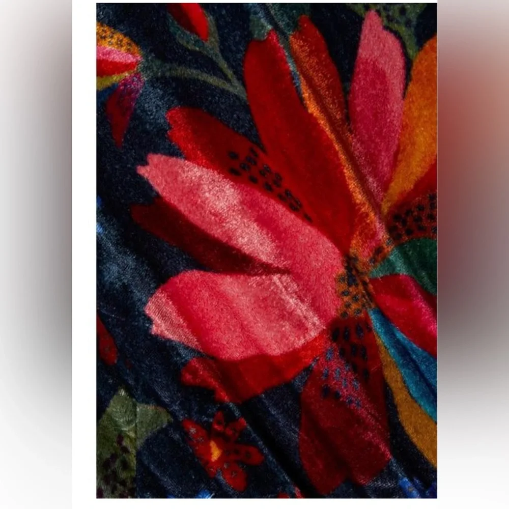 Farm Rio mini dress made from plush velvet printed with array of colorful blooms - Picture 4 of 12